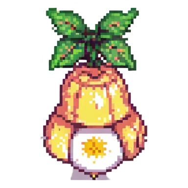 Peach bell in pixel art style, retro and nostalgic, simple and recognizable, no text sticker