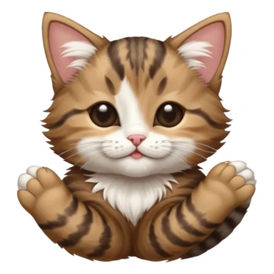 dark brown tabby and white kitten in funny positions upside down with eyes closed sticker