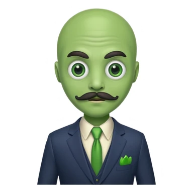 alien with mustache and body sticker