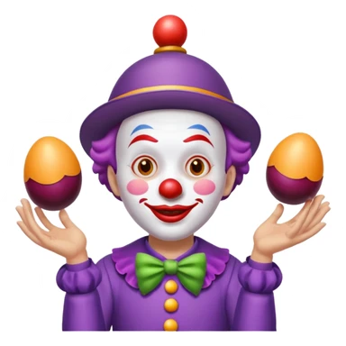 Clown juggling eggplants  sticker