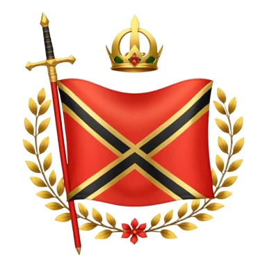 two red diagonal stripes black stripe flag with golden wreath and golden sword in center sticker