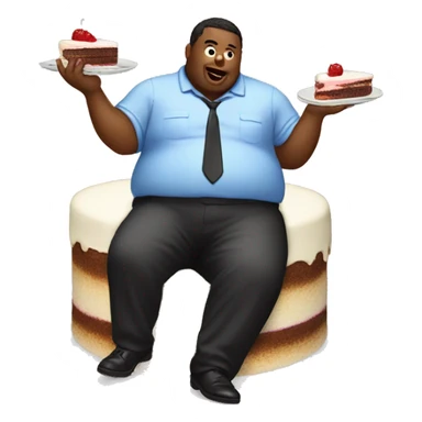 fat man eating cake in stilettos  sticker