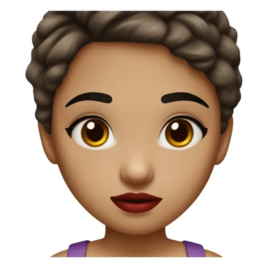 Girl with black eyebrows brown little eyes brown hair and red lips sticker