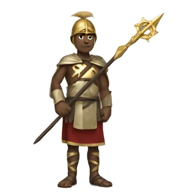 Man holding Spear with sharp golden cross on end sticker