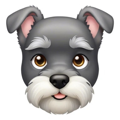 Cinematic Noble Miniature Schnauzer Portrait Emoji, Standing with a proud and stately demeanor, showcasing a sharply defined, salt-and-pepper fur with distinguished eyebrows and a confident, alert expression, simplified yet exquisitely detailed, glowing with a refined, dignified radiance, high shine, exuding intelligence and classic noble charm, soft glowing outline, capturing the essence of a noble Miniature Schnauzer that commands attention with effortless style! sticker