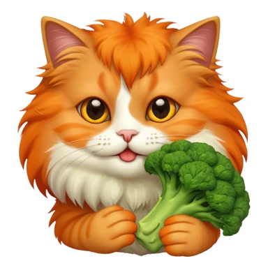 cat eating broccoli  sticker