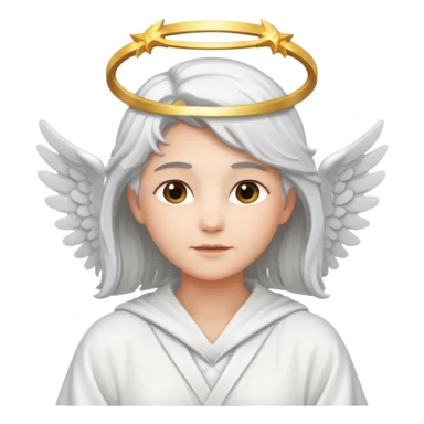 Angel with silver hair and glowing halo sticker