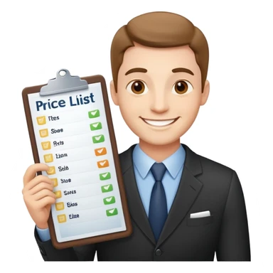 businessman with price list sticker