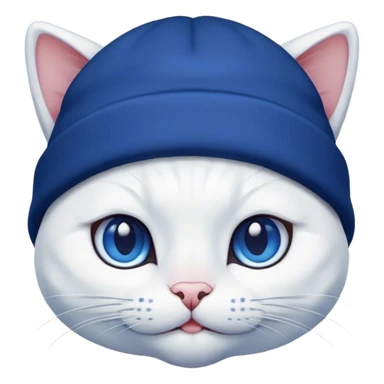 white cat with dark blue beanie sticker