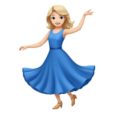 smiling girl in blue dresse dancing sticker