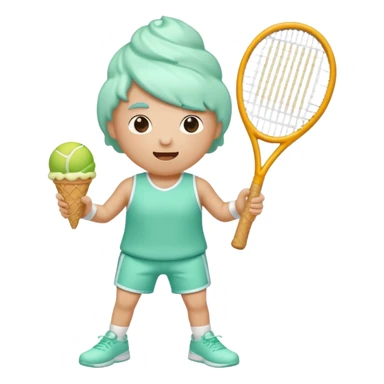 A Mint ice cream cone playing tennis  sticker