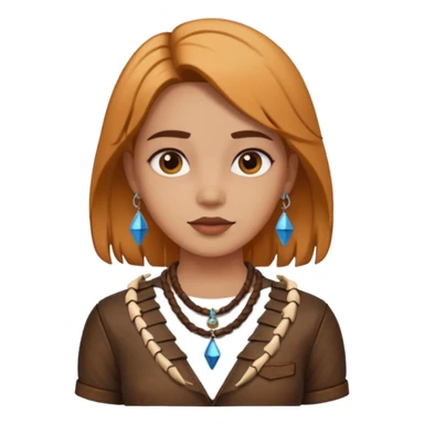 ancient girl wearing fish bone necklaces and leather shirt sticker