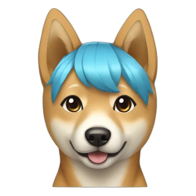 Shiba inu with blue hair girl sticker