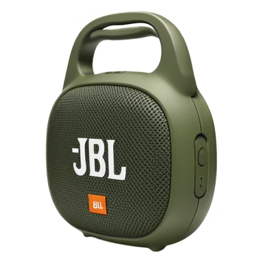 Minimalist JBL Clip 4 speaker with classic green army camouflage pattern, iOS emoji style sticker