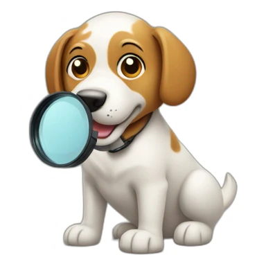 dog searching with a magnifier glass sticker