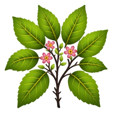 dull green leaves & colorful flowers filigree design & small fruits & ebony branches, extremely detailed, complex design sticker
