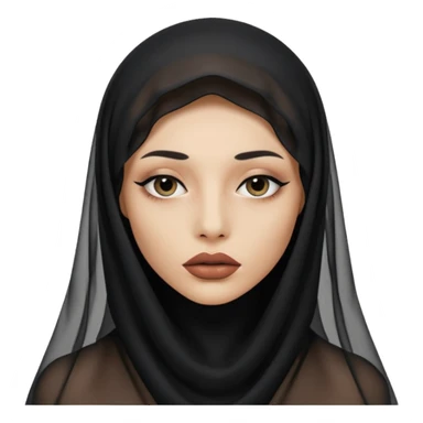 Face hidden under sheer black veil, lips and eyes barely visible sticker