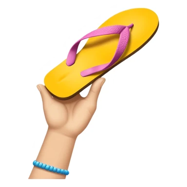 Hand holding a flip flop like it’s trying to kill a fly on a wall but I want just hand with flip flop sticker