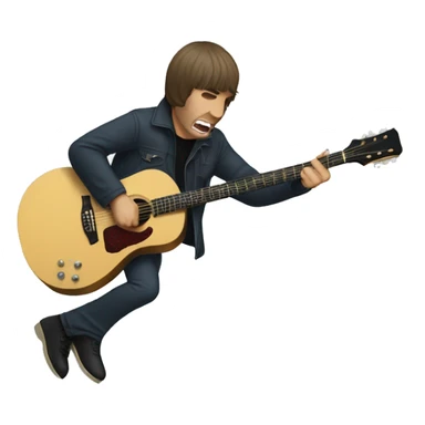 Liam Gallagher playing guitar while doing a front flip sticker