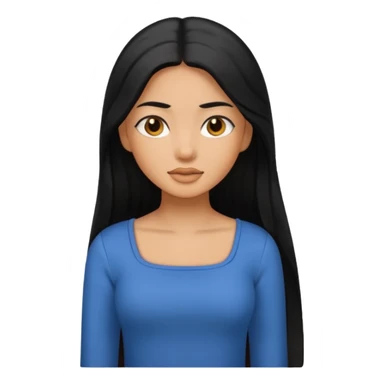 A caramel skin girl with long black hair and a square neckline shirt sticker