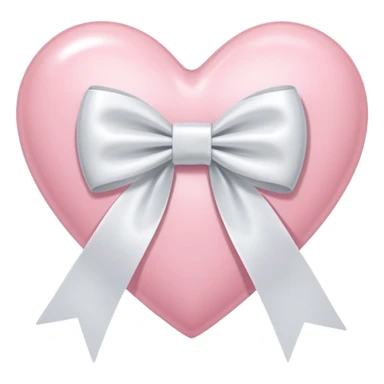 Light pink heart with white ribbon bow sticker
