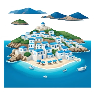 a greek island seen from the sea sticker