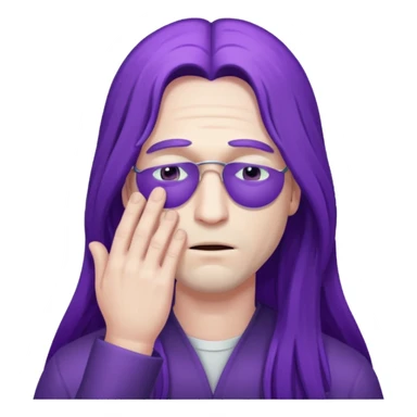 men with purple long hair which cover eyes sticker