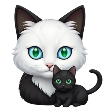 Black cat play with white cat sticker