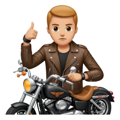 Biker on Harley motorcycle with his thumbs down sticker