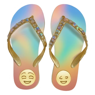 opal Crystal flip flop gold strap sticker