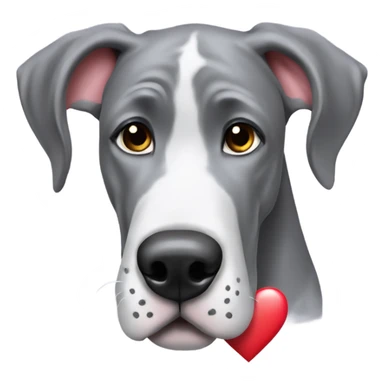 Grey great dane with heart sticker