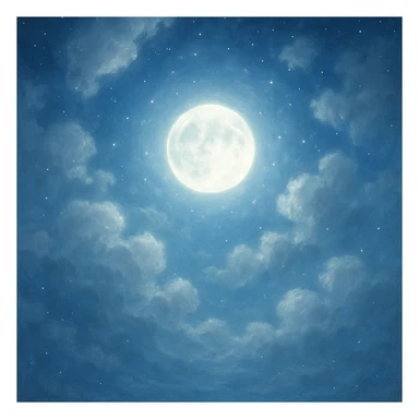 moonlight, dreamy, glowing, night sky, soft blue and silver hues sticker