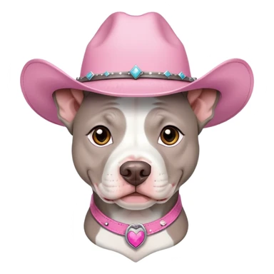 Gray and white pitbull with pink cow girl hat  sticker