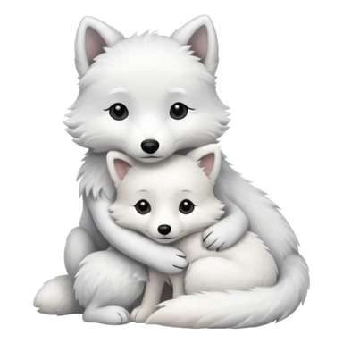 Arctic fox and white dog hugging  sticker