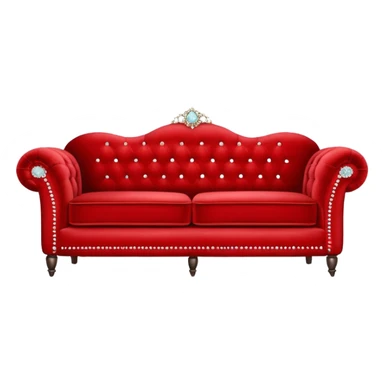 Vintage velvet red sofa with rhinestones buttons sticker
