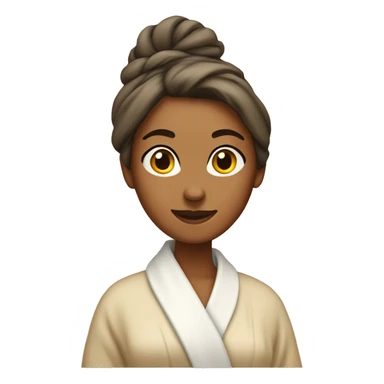 tan woman in robe with hair up in a towel sticker