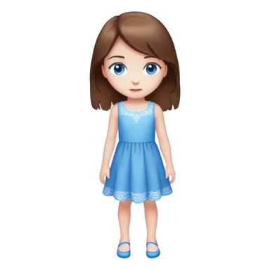 Mädchen jung, braune Haare und blaue Augen, ganzer Körper, Kleid sticker