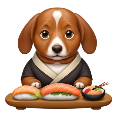 overweight dachshund eating too much sushi  sticker