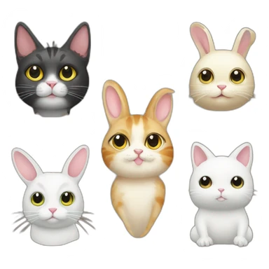 cat rabbit frog chicken sticker