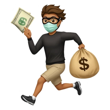 Thief running away with money bag  sticker
