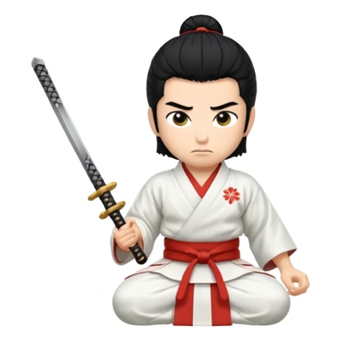 kneeling samurai in white kimono sticker