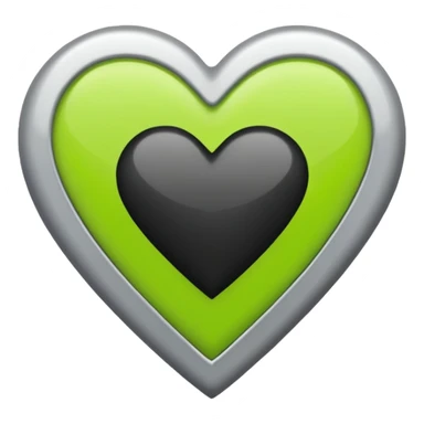 Lime green, white, grey, and black heart sticker
