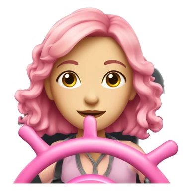 cute girl and pink steering wheel sticker