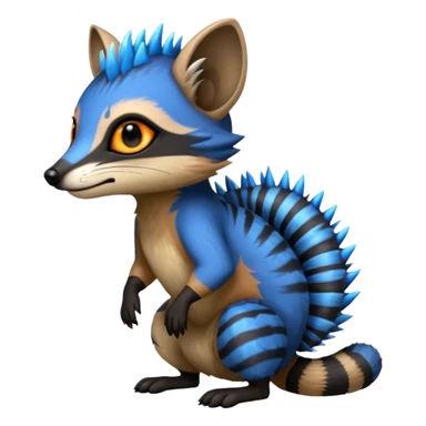 Fiery Blue-Flamed Handsome Wicked Cool Hot Edgy Badass Numbat-Trico-Civet-Vernid-fusion-hybrid-creature sticker