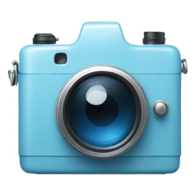 photo camera icon in white color in a light blue box sticker