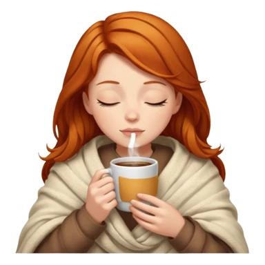 girl with ginger hair inside a blanket sipping coffee eyes closed sticker