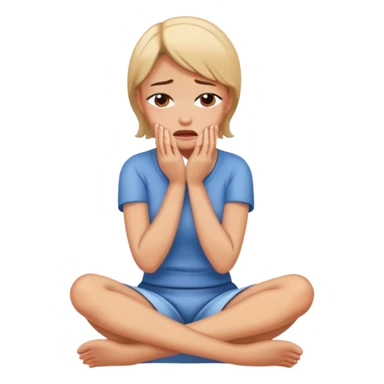 woman sitting on floor hugging her knees while crying sticker