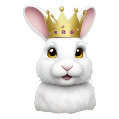 White rabbit with a glitter crown  sticker