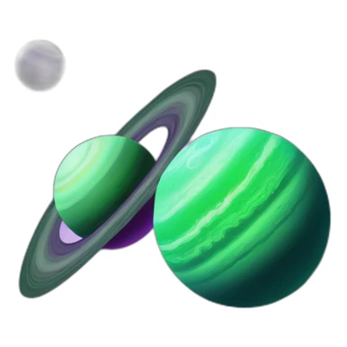 green planet with purple saturn rings and grey moon sticker