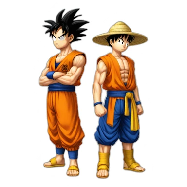 San Goku et Luffy qui jouent au ftisbee sticker